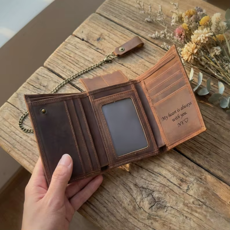 Portefeuille en cuir véritable personnalisé pour homme