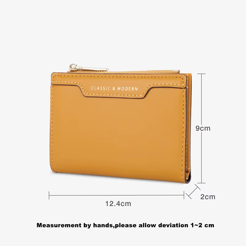 Portefeuille en cuir PU avec fermeture éclair solide pour femme