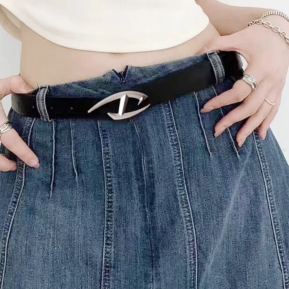 Ceinture punk pour homme avec boucle Alien, style gothique Y2K, ceinture en cuir PU pour homme et femme, mode streetwear, parfaite à porter avec des jeans