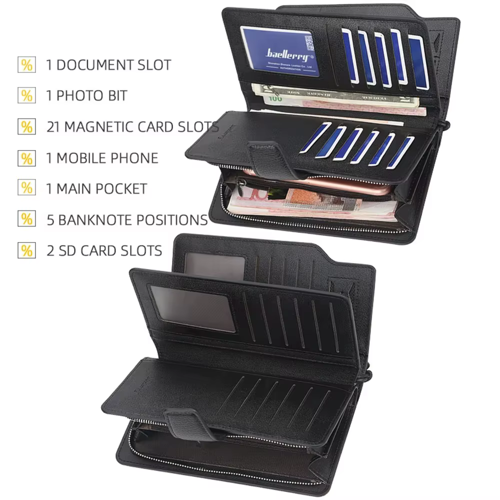 Nouveaux portefeuilles pour hommes de grande capacité nom personnalisé sculpture Clips de carte fermeture éclair mâle