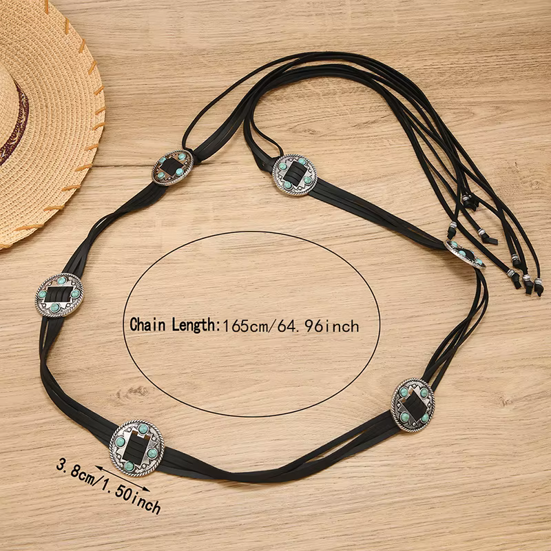 Ceinture en cuir pour femme de style bohème vintage - Accessoire de mode