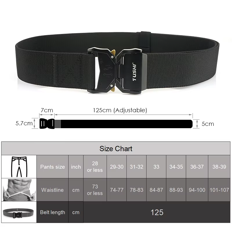 KOLBER 2024 5cm Ceinture Élastique pour Hommes Boucle En Aluminium Dégagement Rapide Extérieur Casual Large
