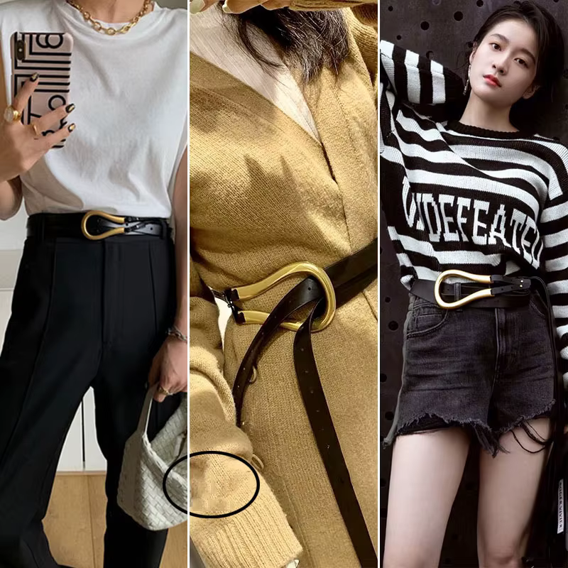 Nouvelle mode femme ceinture de haute qualité décontracté léger fer à cheval boucle grande en forme de U luxe