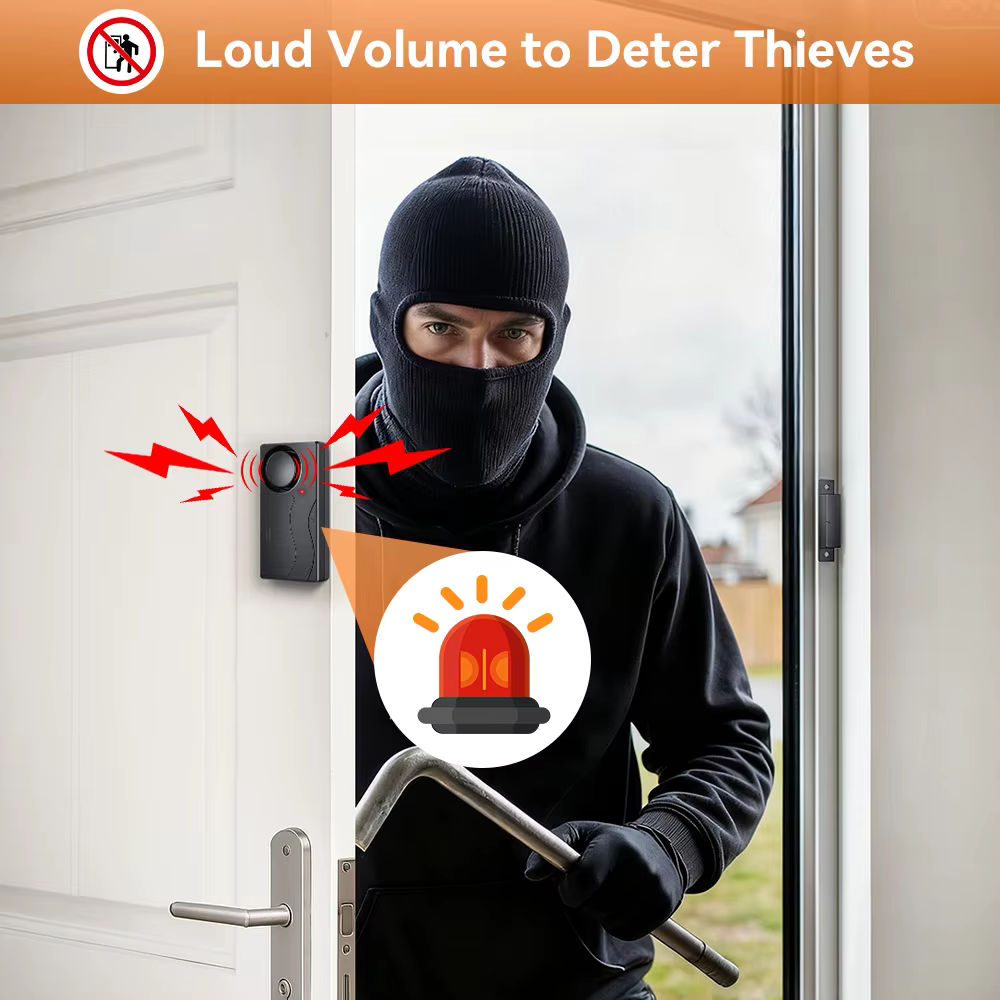 Alarme de porte sans fil avec capteur magnétique, alarme de fenêtre 110 dB, détecteurs d'ouverture de porte, système d'alarme antivol pour la sécurité domestique