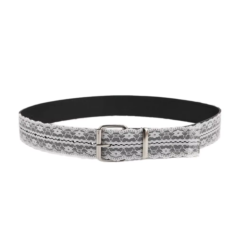 Belle ceinture de taille en dentelle en cuir blanc à fleurs