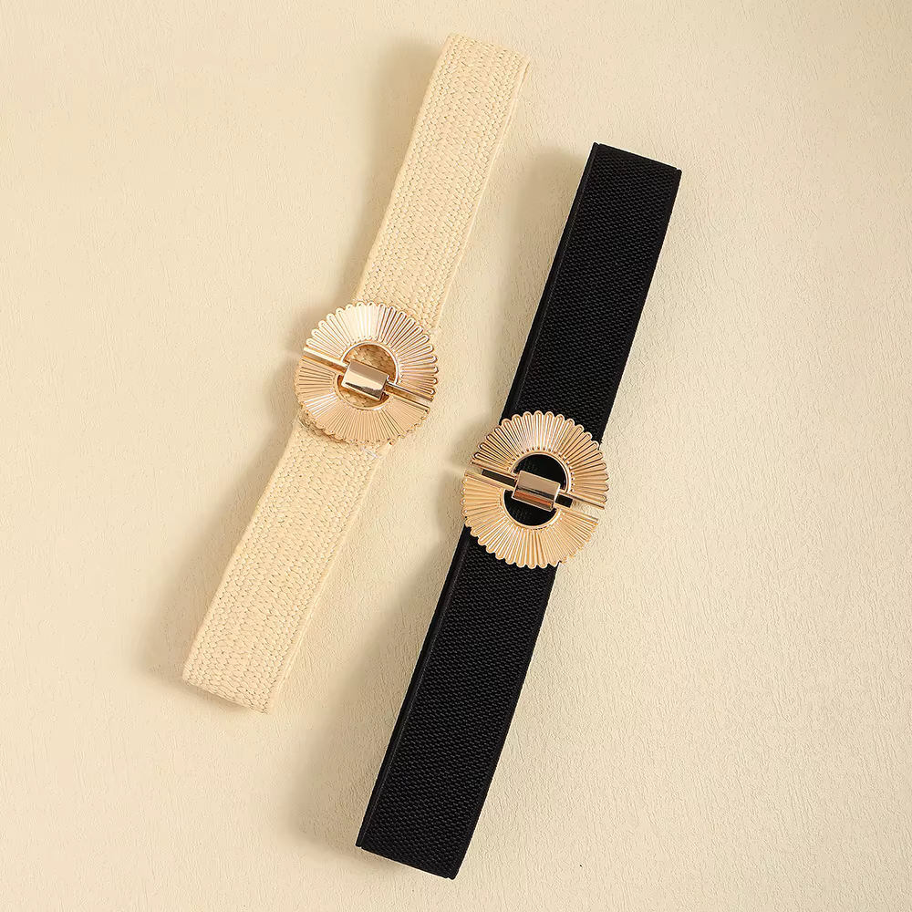 Ceinture femme premium sense noir élastique taille joint alliage individuel contre-boucle