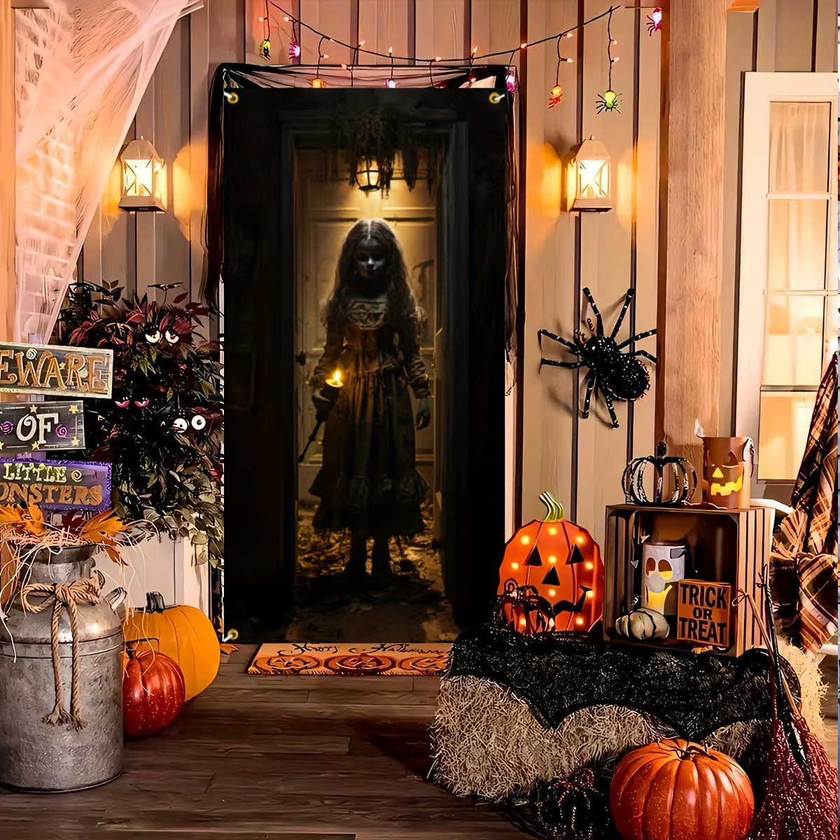 Bannière de porte 2D 1 pièce, bannière de porte de poupée fantôme d'Halloween, petite fille fantôme MeganDJH