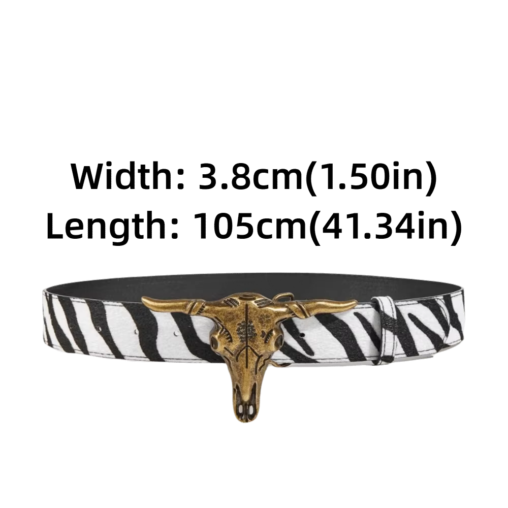 Ceinture en cuir avec boucle tête de taureau western