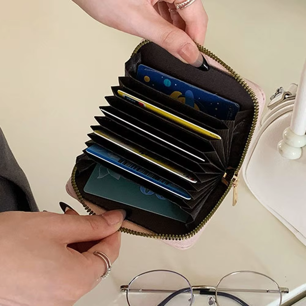 Nouveau portefeuille court en cuir PU motif chat plusieurs fentes pour cartes porte-carte organisateur léger sac à main