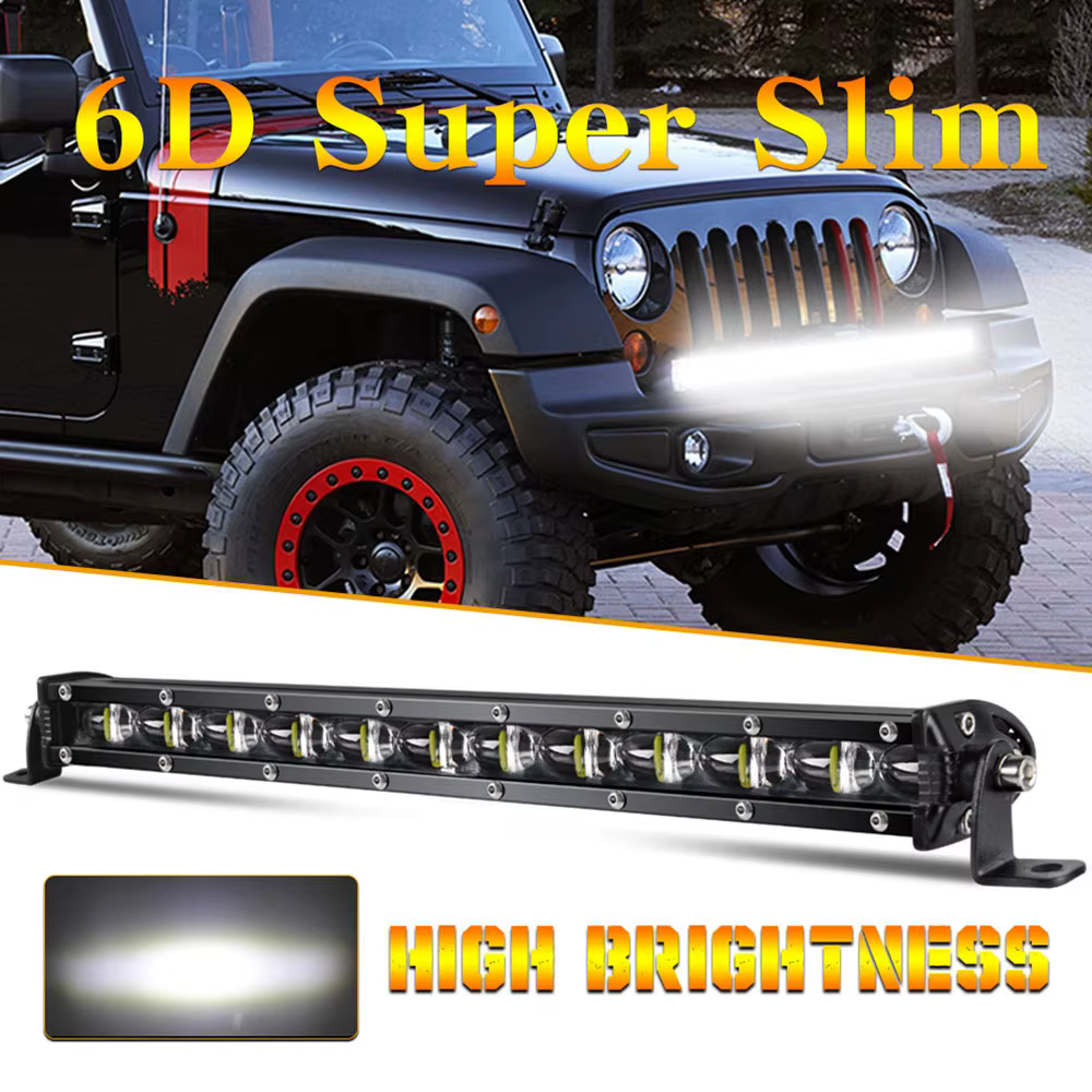 Barre lumineuse LED 6D 8 pouces 14 pouces 20 pouces barre LED tout-terrain pour camion Lada 4x4 SUV ATV Niva blanc jaune conduite automatique LED antibrouillard