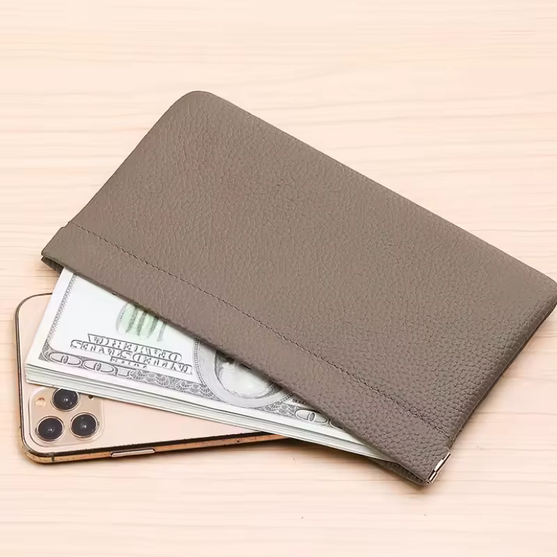Portefeuille Long en cuir artificiel à fermeture automatique