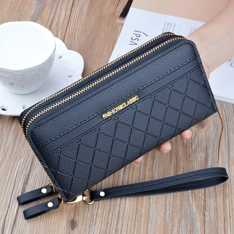 Portefeuille Long pour femmes, porte-monnaie à pompon, porte-cartes, pochette en cuir Pu, sac d'argent, portefeuille en cuir Pu