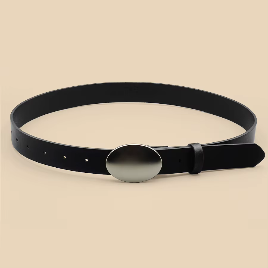 Ceinture ovale à boucle en métal lisse