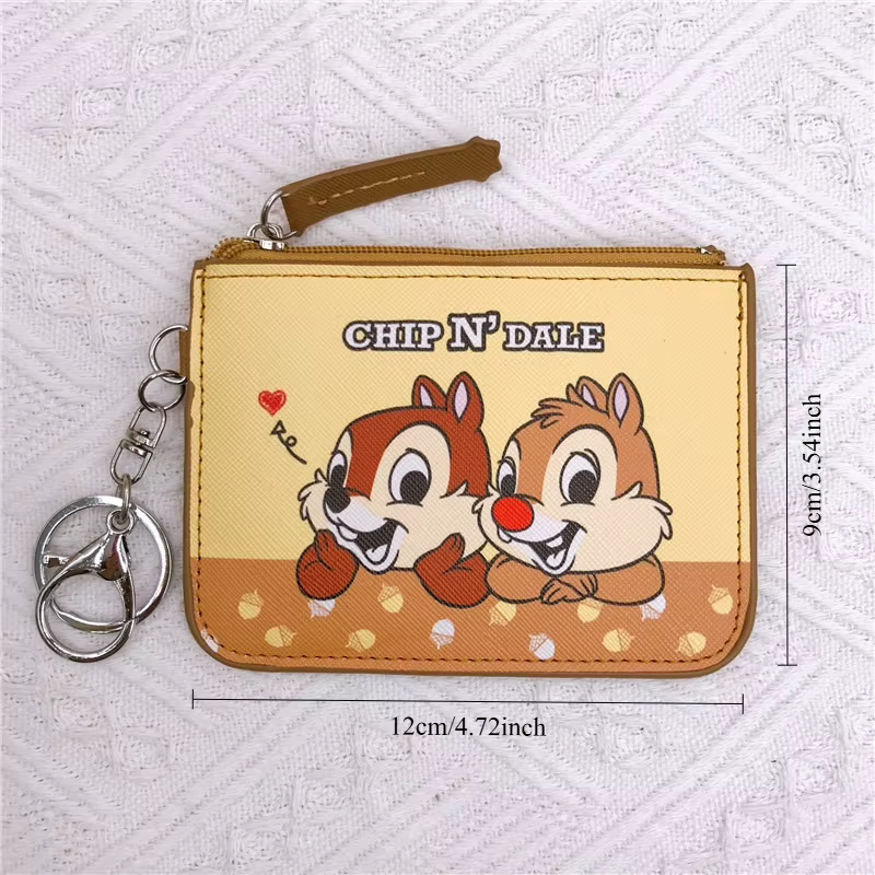 Disney mignon portefeuille femmes Chip 'n' Dale porte-monnaie loisirs fermeture éclair Mickey porte-carte Minnie