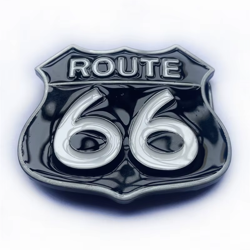Boucle de ceinture ROUTE 66, style western décontracté et tendance