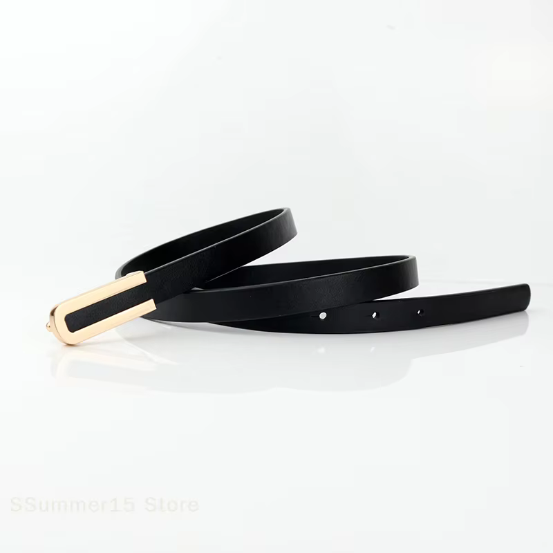 Ceintures pour femmes, ceinture fine en cuir PU avec boucle minimaliste