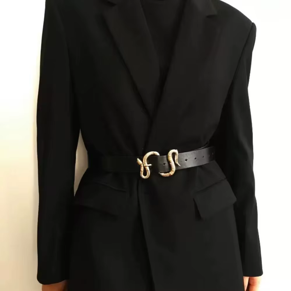 Ceinture en PU à boucle serpent rétro