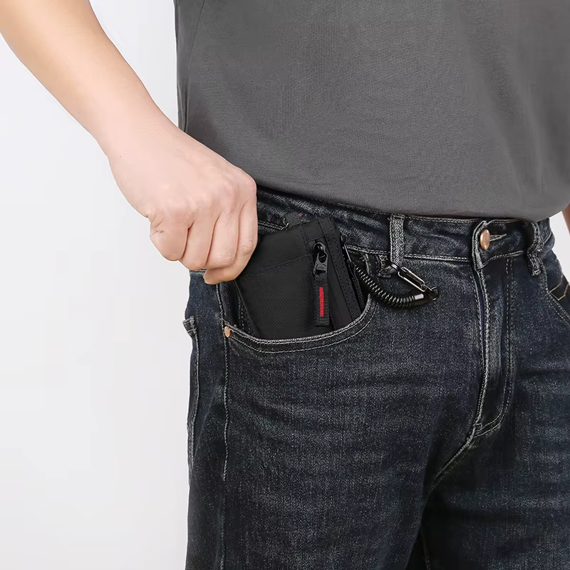 Portefeuille pour hommes Rfid porte-carte de crédit en Nylon mince sac à main fermeture éclair porte-cartes clé mâle