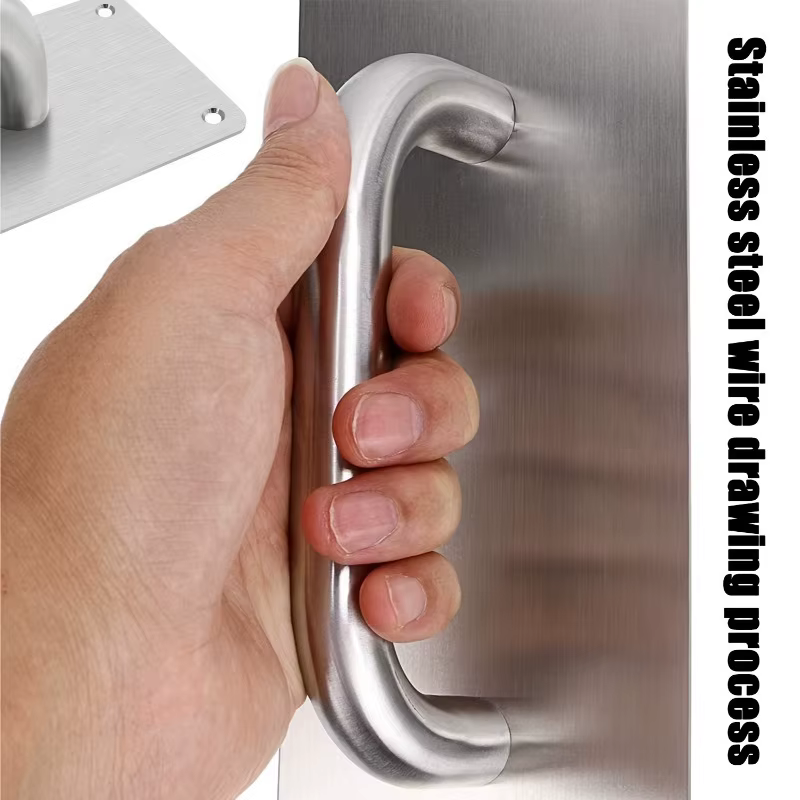 Poignée de porte coulissante de Style moderne, support en acier inoxydable argenté, placard de grange pour portes coulissantes, Base large pour une poignée améliorée