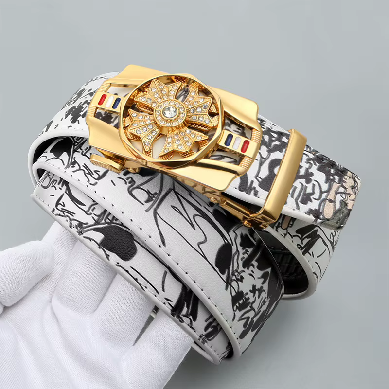 Ceinture automatique à la mode pour hommes avec boucle rotative