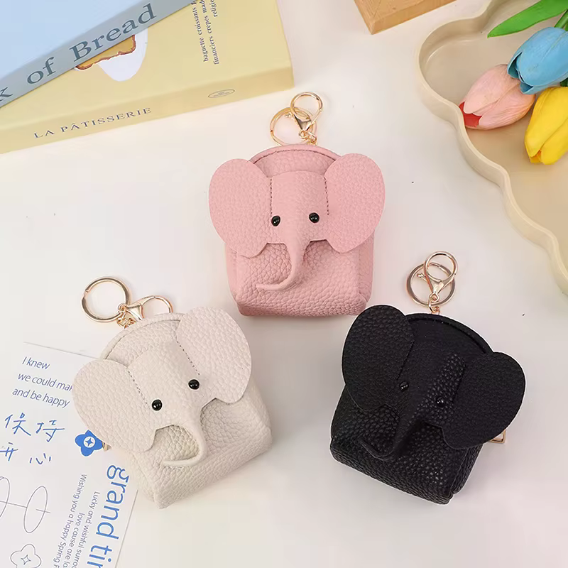 Mini portefeuille en forme d'éléphant de dessin animé pour femmes