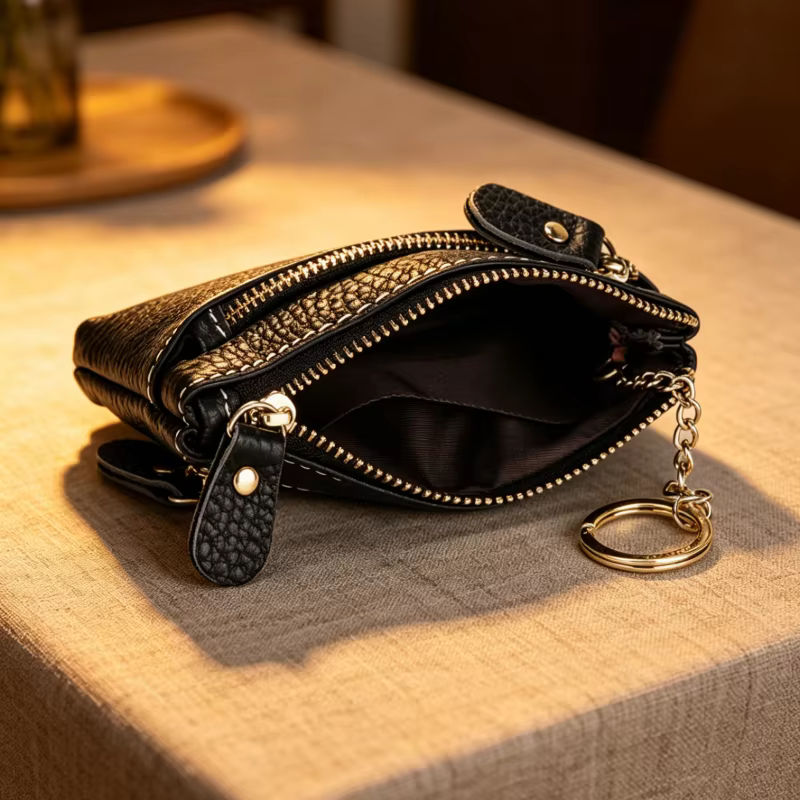 Porte-monnaie en toile brodée de cœurs style denim WERLLANDS
