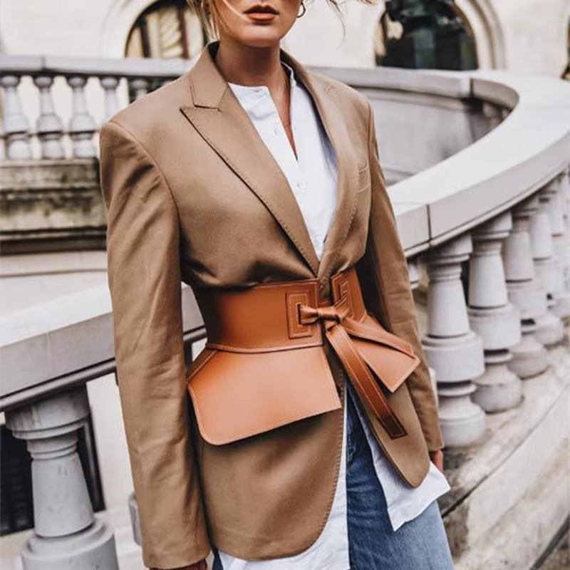 Ceinture large à lacets pour femmes
