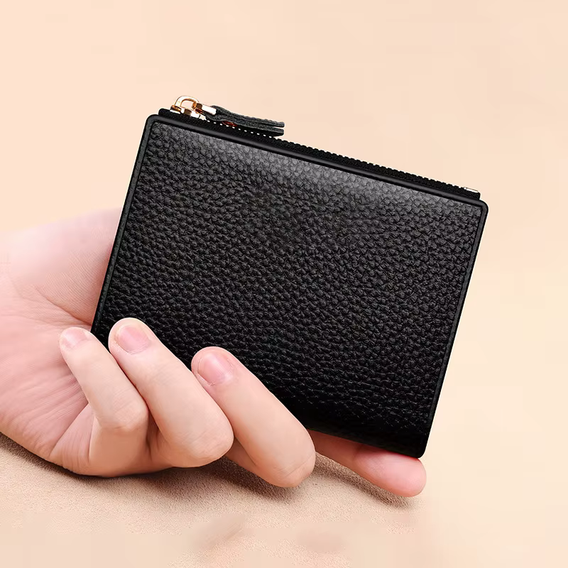 Portefeuille court multi-cartes en cuir PU grainé avec fermeture éclair WERLLANDS
