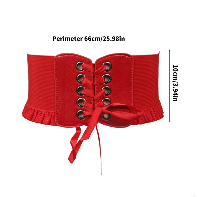 Large ceinture nouée sur le devant avec côtés élastiques pour superposition robe