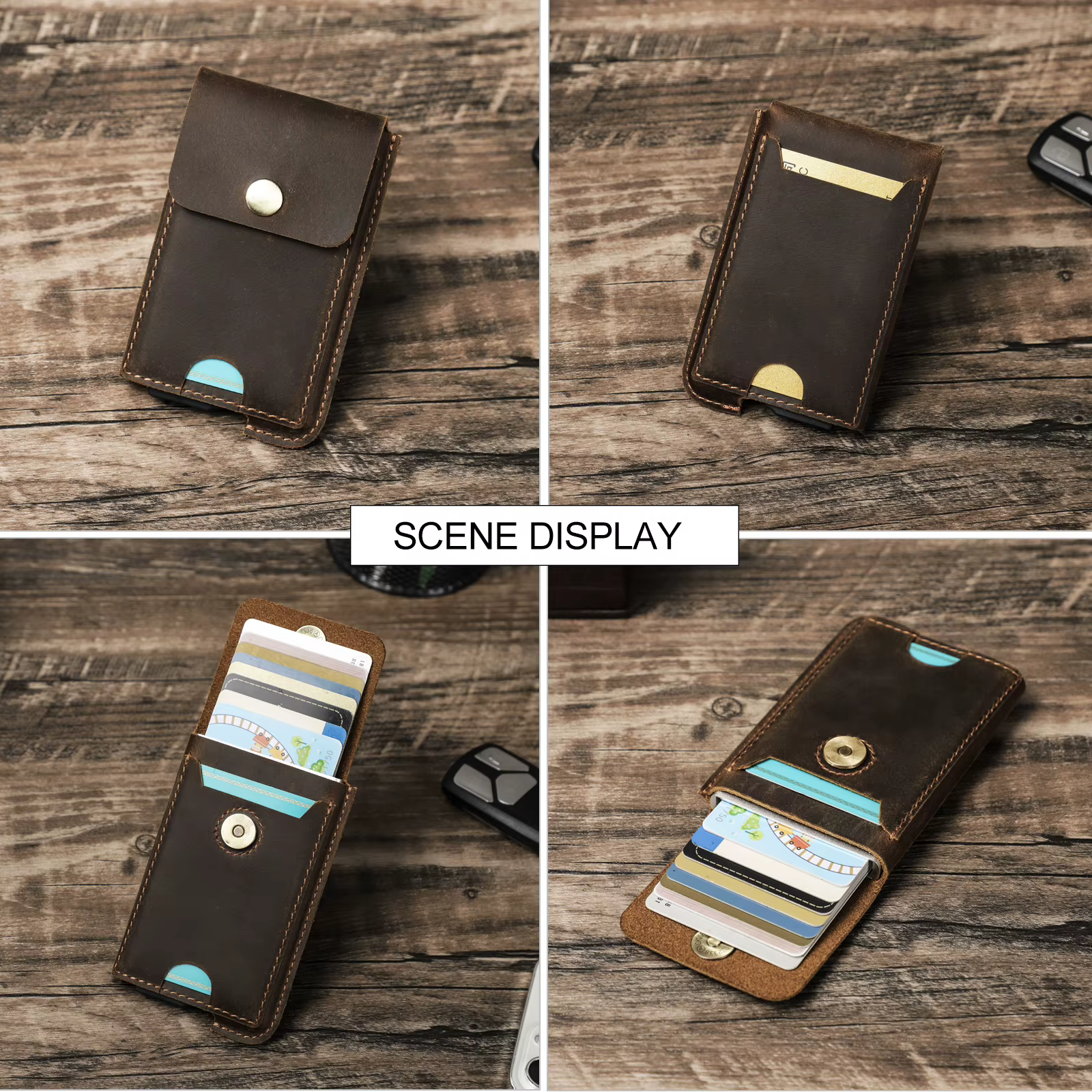 Hiram Vintage en cuir véritable RFID blocage porte-carte portefeuille pour hommes de luxe carte