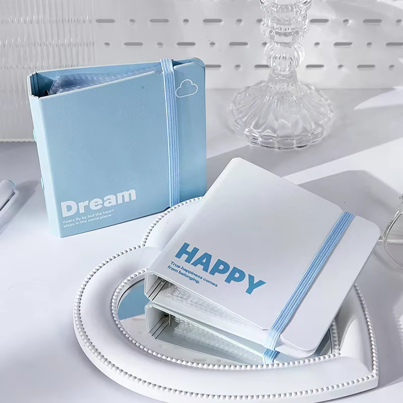 Porte-cartes photo tendance avec élastique, album de collection pour cartes d'idoles, classeur minimaliste pour mini cartes photo