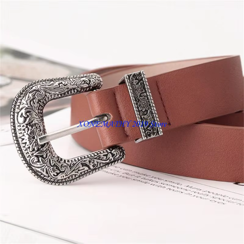 F42F Steampunk mode ceinture femmes ceinture Western Cowgirl boucle ardillon ceinture mince