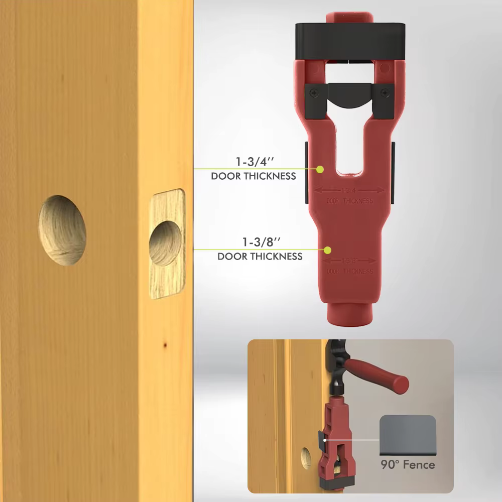 Kit d'installation de loquet de porte | Pour portes de 1-3/4" et 1-3/8" | Outil de sciage à trous pour mortaiser les loquets de porte
