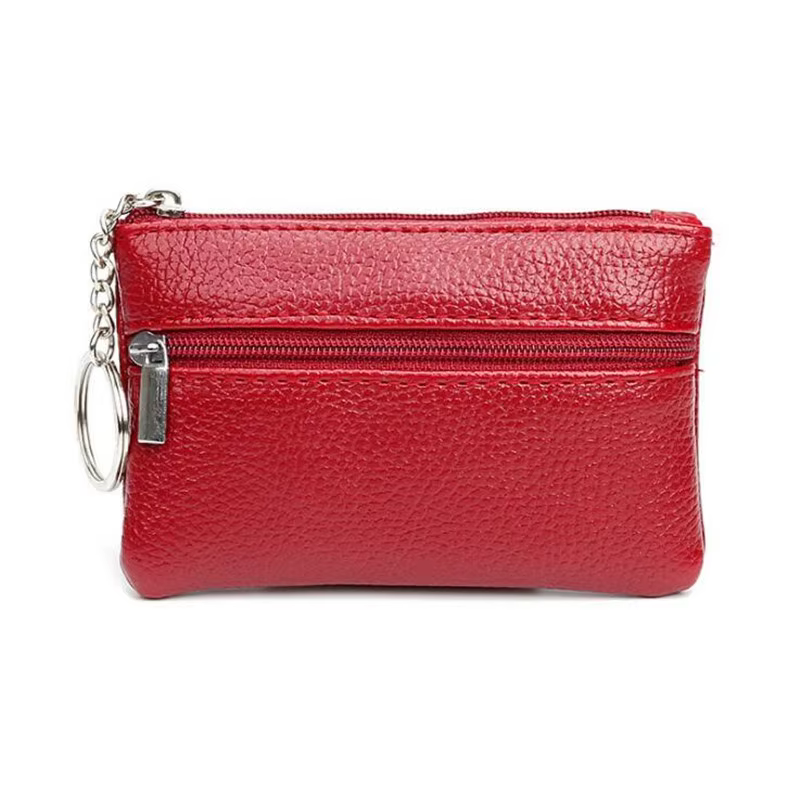 Porte-monnaie en cuir avec fermeture éclair pour hommes et enfants