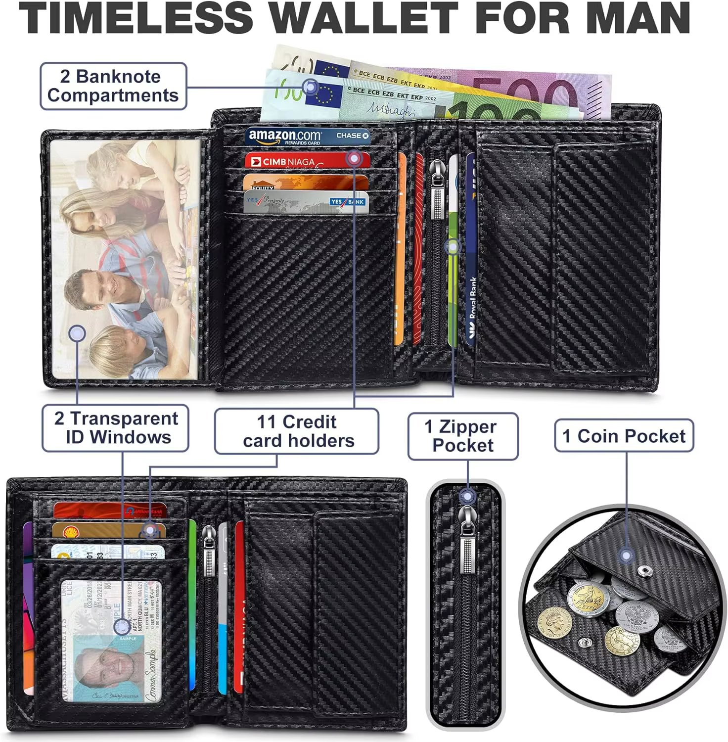 Portefeuille classique pour hommes