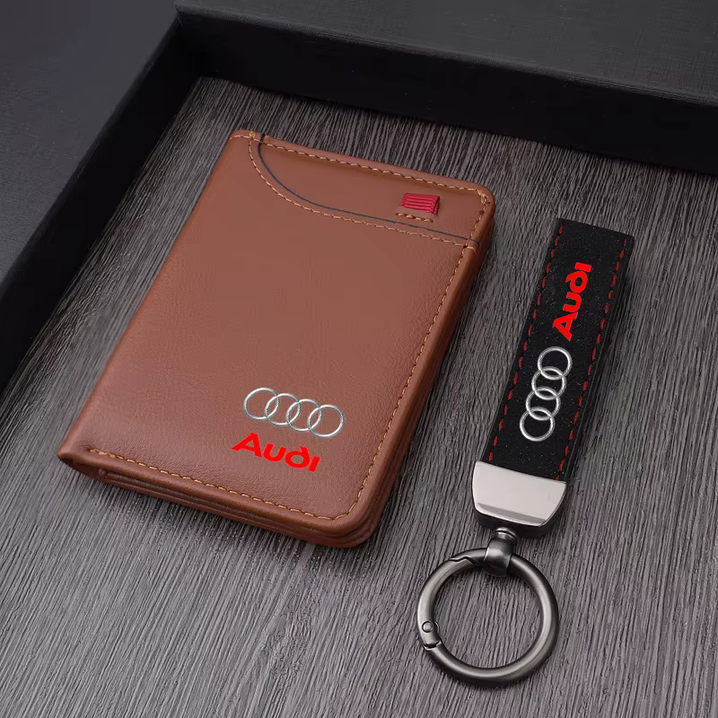 Portefeuille en cuir pour hommes avec logo de voiture