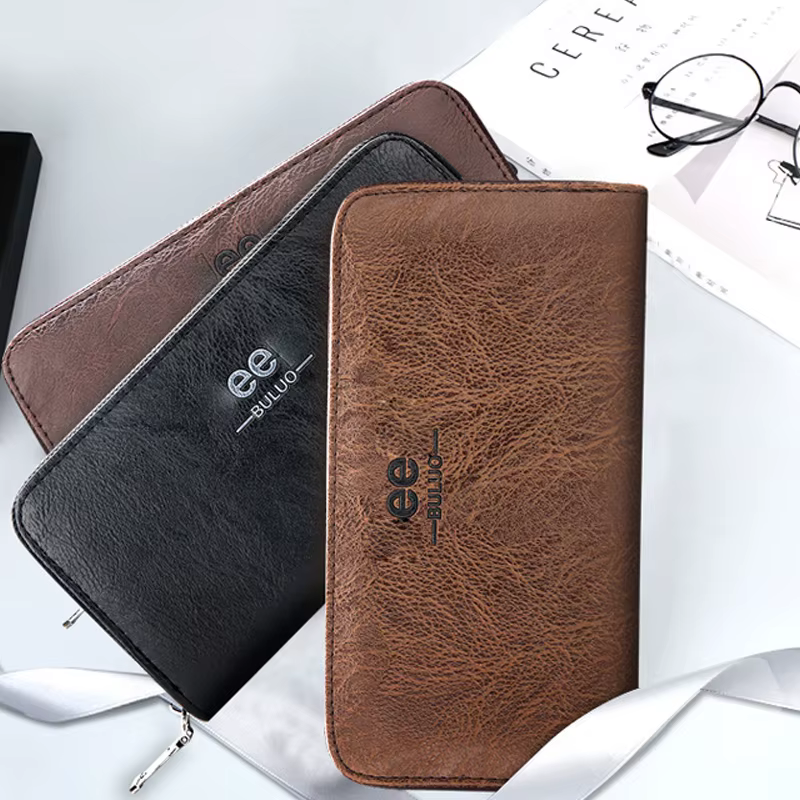 Portefeuille long en cuir pour hommes – Porte-monnaie intelligent de marque avec porte-carte de crédit