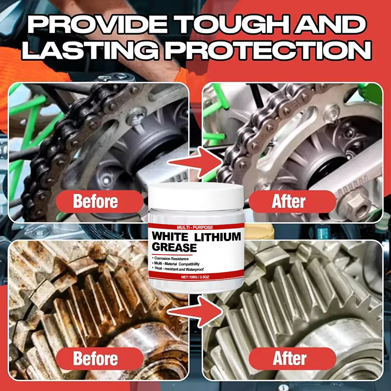 Graisse au lithium blanche multi-usages avec brosse pour portes de garage, roulements et applications automobiles