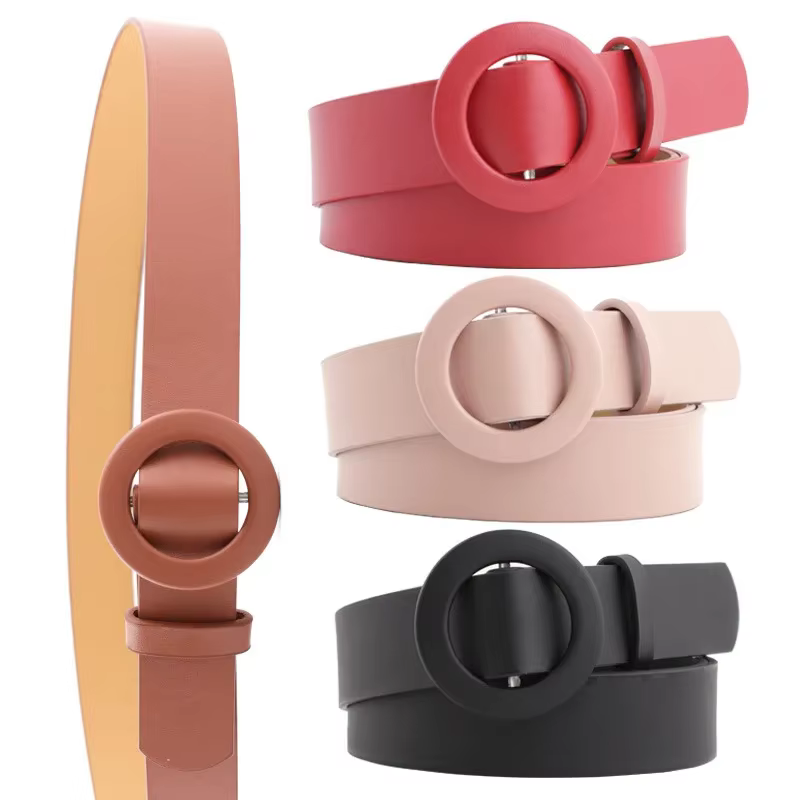 Ceinture pour pantalon femme en cuir PU noir