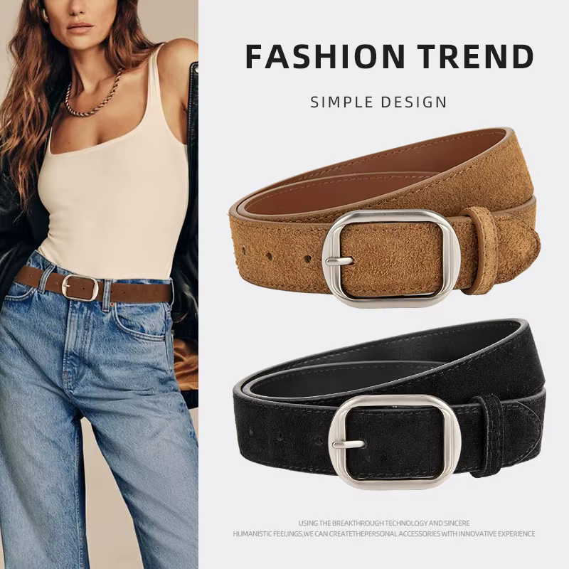 Ceinture en cuir véritable mat pour femme