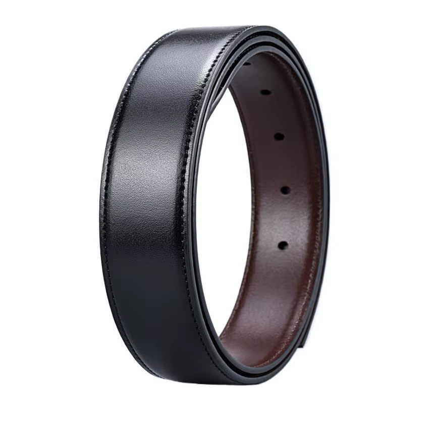Sangle de ceinture en cuir sans boucle pour hommes