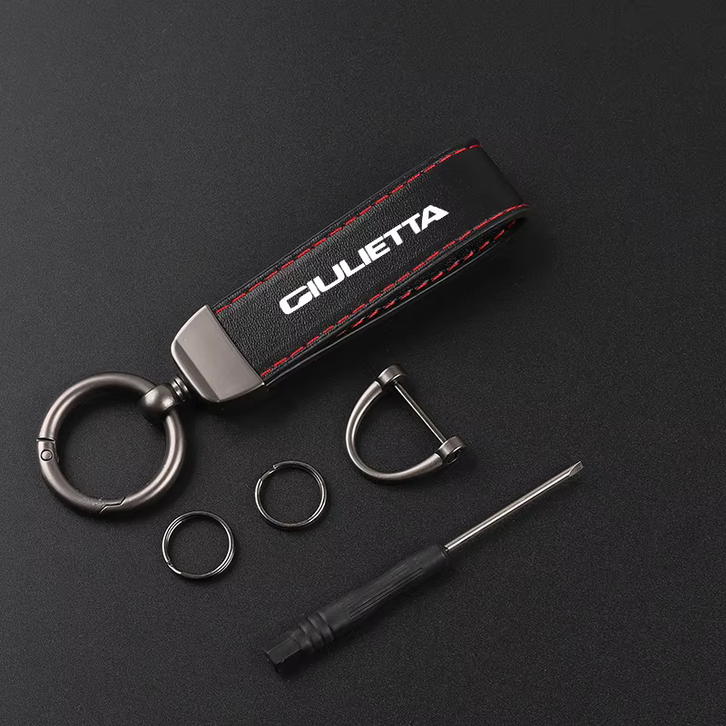 Porte-clés en cuir de luxe avec pendentif insigne de voiture pour Alfa Romeo Giulietta
