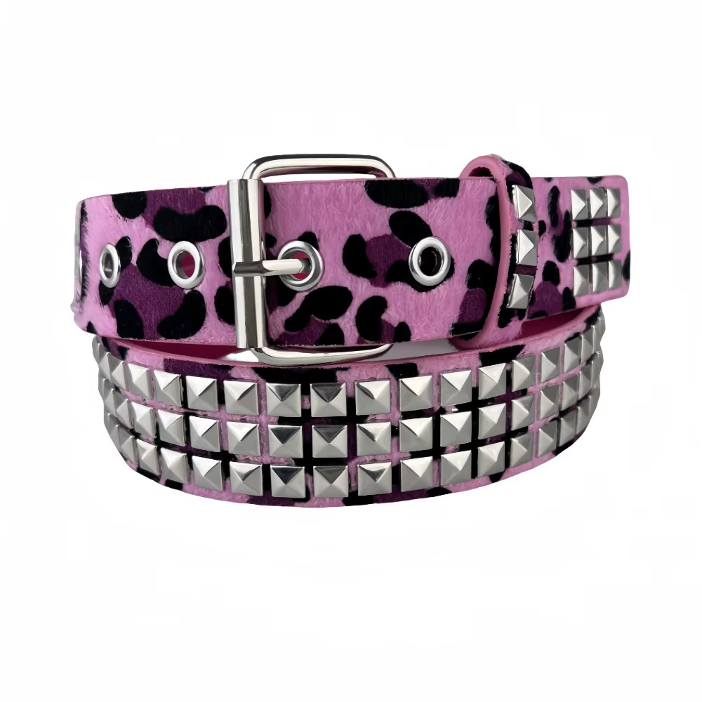 Ceinture à rivets en perles carrées, pyramide en métal pour hommes et femmes, matériel Punk, ceinture en jean Y2K, ceinture de styliste pour femmes