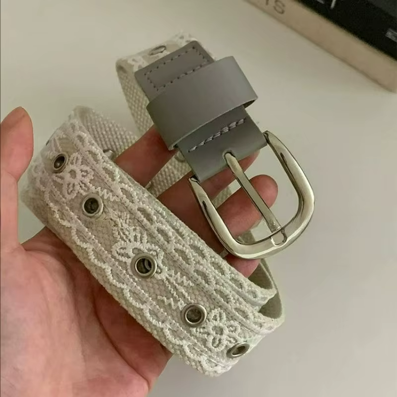 Ceinture en toile vintage avec dentelle pour femme