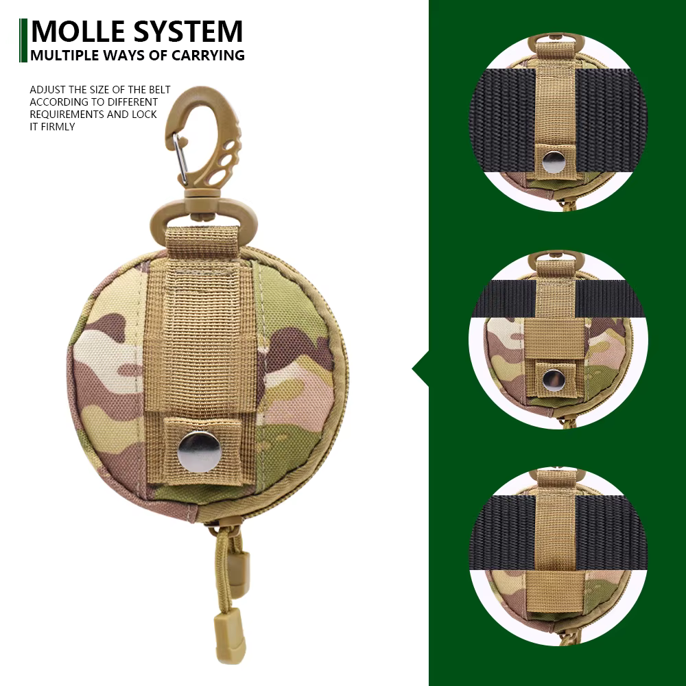 Nouveau extérieur décontracté hommes porte-monnaie Portable Mini argent monnaie pochette porte-clés taille sac rond petit étui portefeuille à fermeture éclair