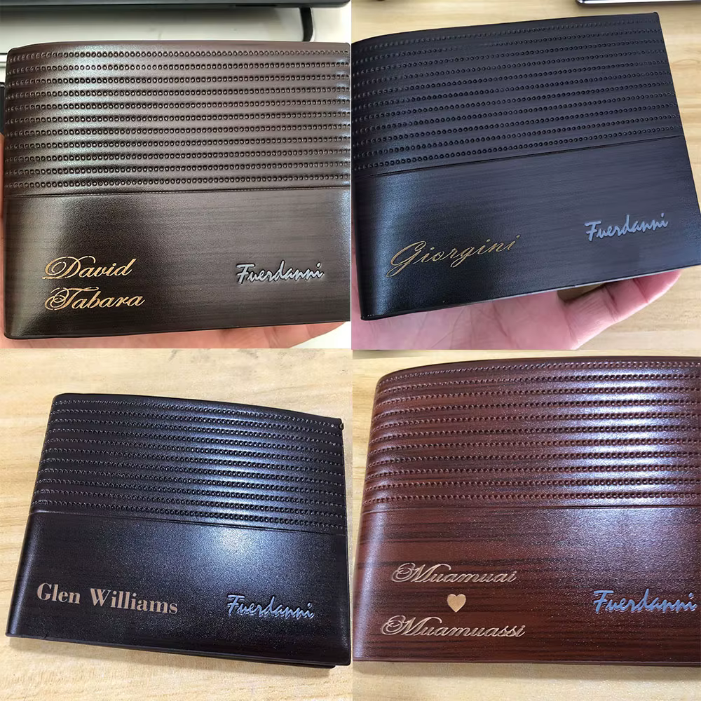 Nouveau luxe hommes portefeuille nom gratuit personnalisé Vintage marque short hair