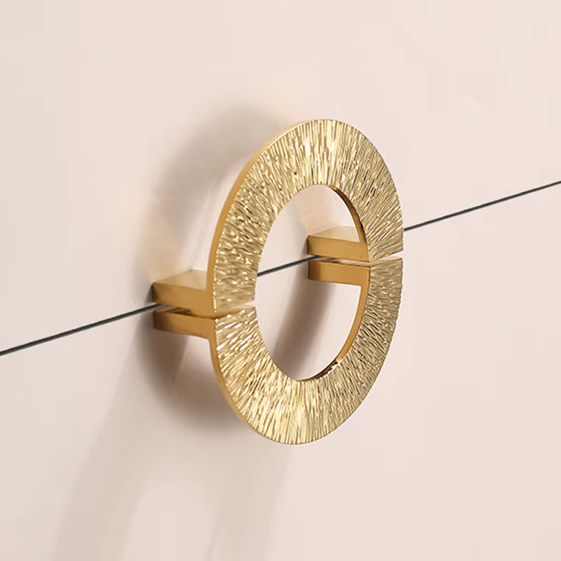 Poignée de porte de placard et de tiroir de luxe léger, demi-lune, antique, en laiton, motif martelé, argentée