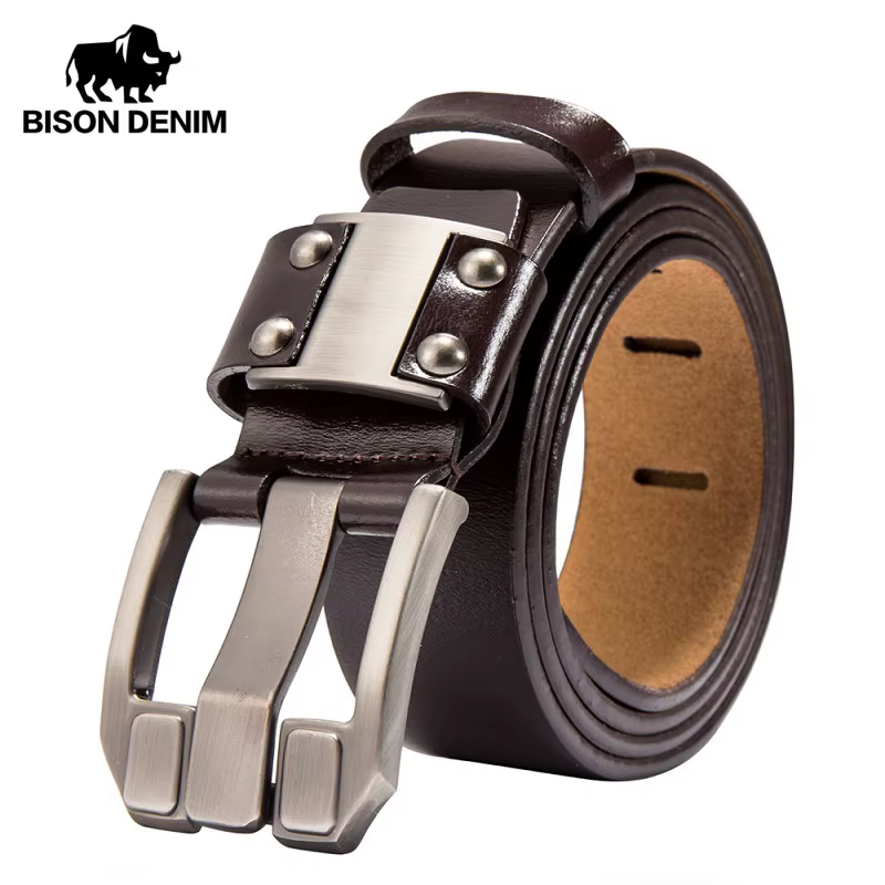 Bagressions DENIM-Ceinture en cuir de vachette véritable pour homme, marque de luxe, sangle pour jean, livraison gratuite