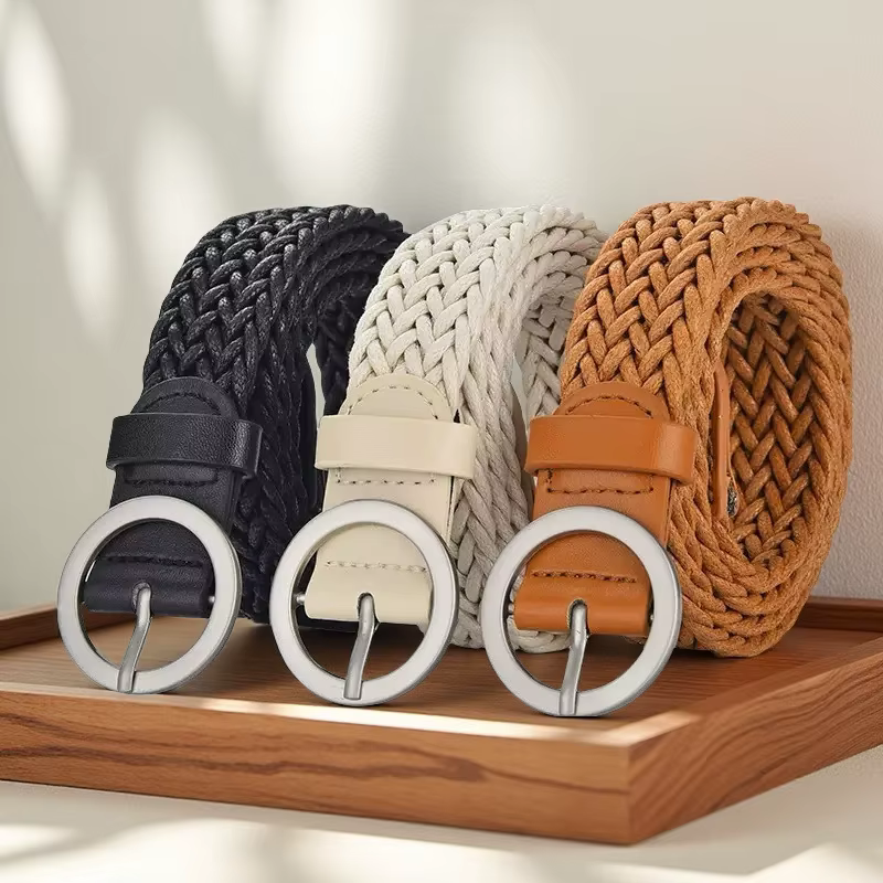 Ceinture coréenne rétro artisanale en cordon ciré pour femme