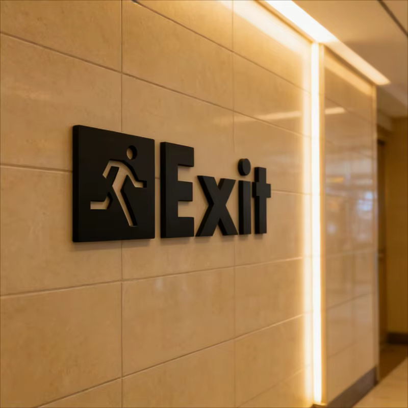 Panneau de signalisation de sortie - Décoration de porte autocollante en acrylique découpée au laser 3D, cadeau de Noël et du Nouvel An
